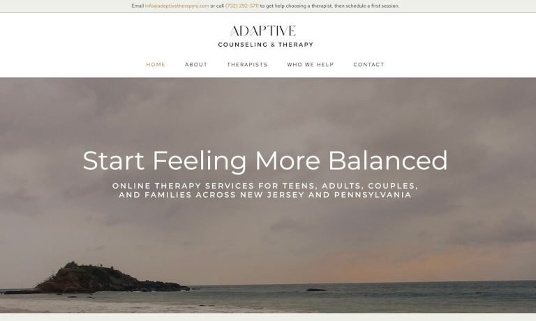 Homepage of Adaptive Counseling and Therapy, a group practice website designed by Empathysites