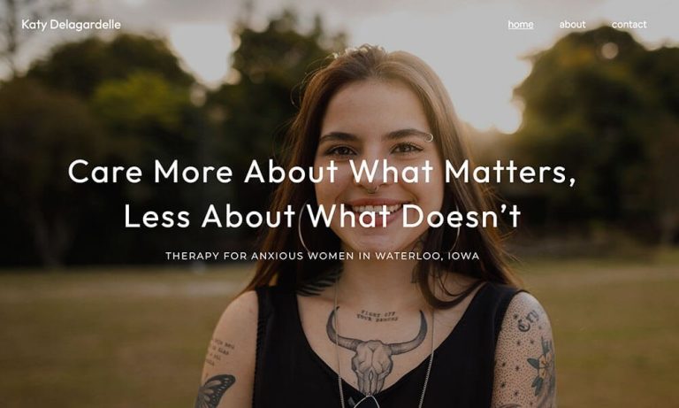 Homepage of Katy Delagardelle's Iowa therapy website designed by Empathysites