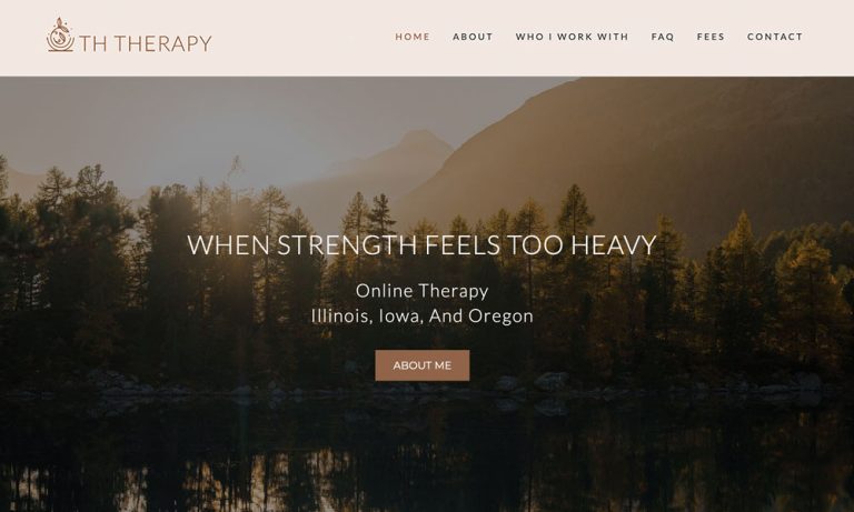 Homepage of Th Therapy, an anxiety and trauma therapist website designed by Empathysites