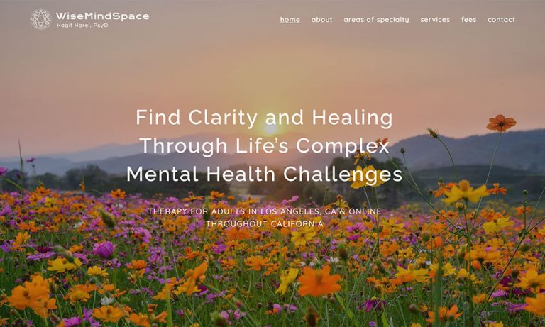 Homepage of Dr. Hagit Harel's Los Angeles therapy website designed by Empathysites