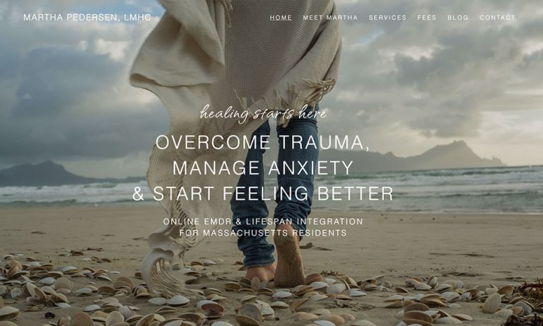 Homepage of Martha Pedersen's EMDR therapy website designed by Empathysites